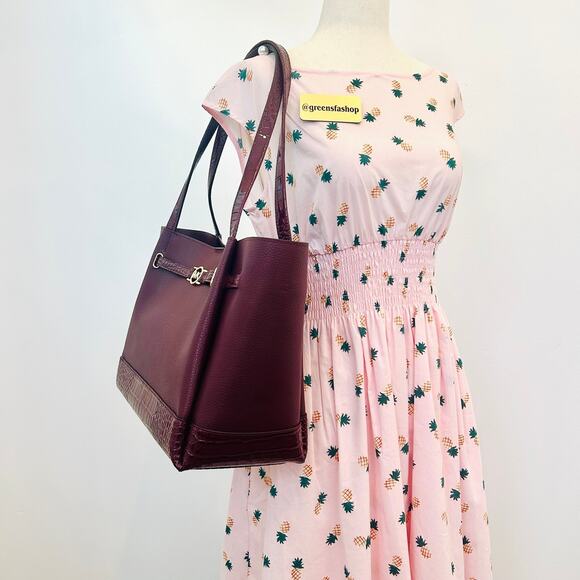 Michael Kors Purse Reed Large Logo Tote Bag Oxblood MK - Picture 9 of 9